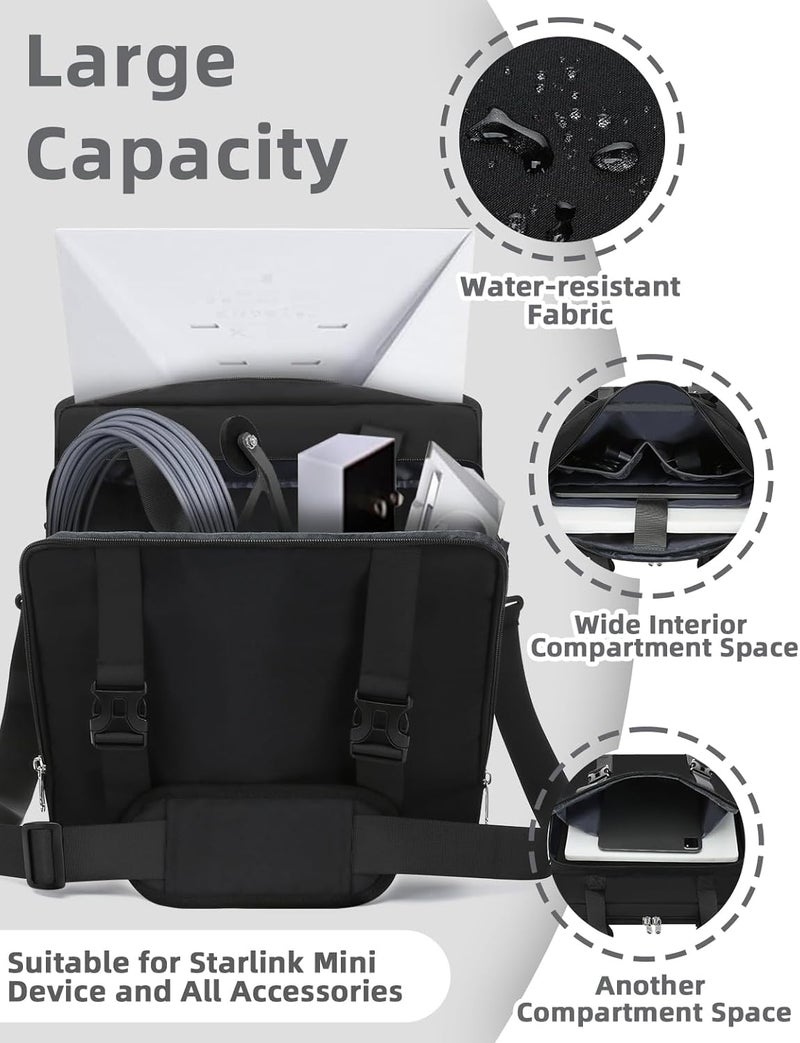 Muzale Store Starlink Mini Case Portable Star link Bag with Shoulder Straps Handle Travel Carry Bag with Cotton Liner for Accessories Black - Image 3